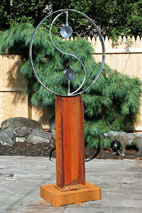 Yin Yang 4 sculpture by metal sculptor craig brown, original welded metal sculpture and furniture